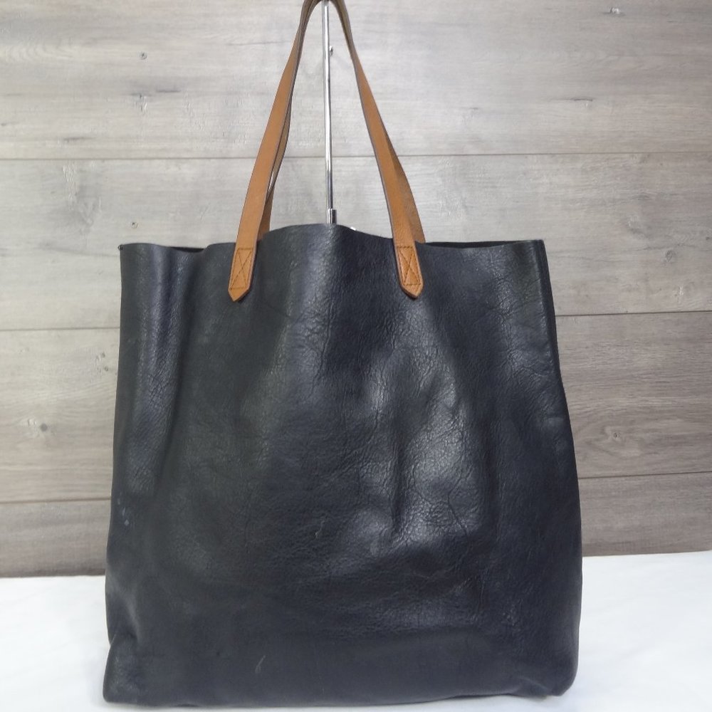 Madewell Large Black Leather Tote Shoulder Bag